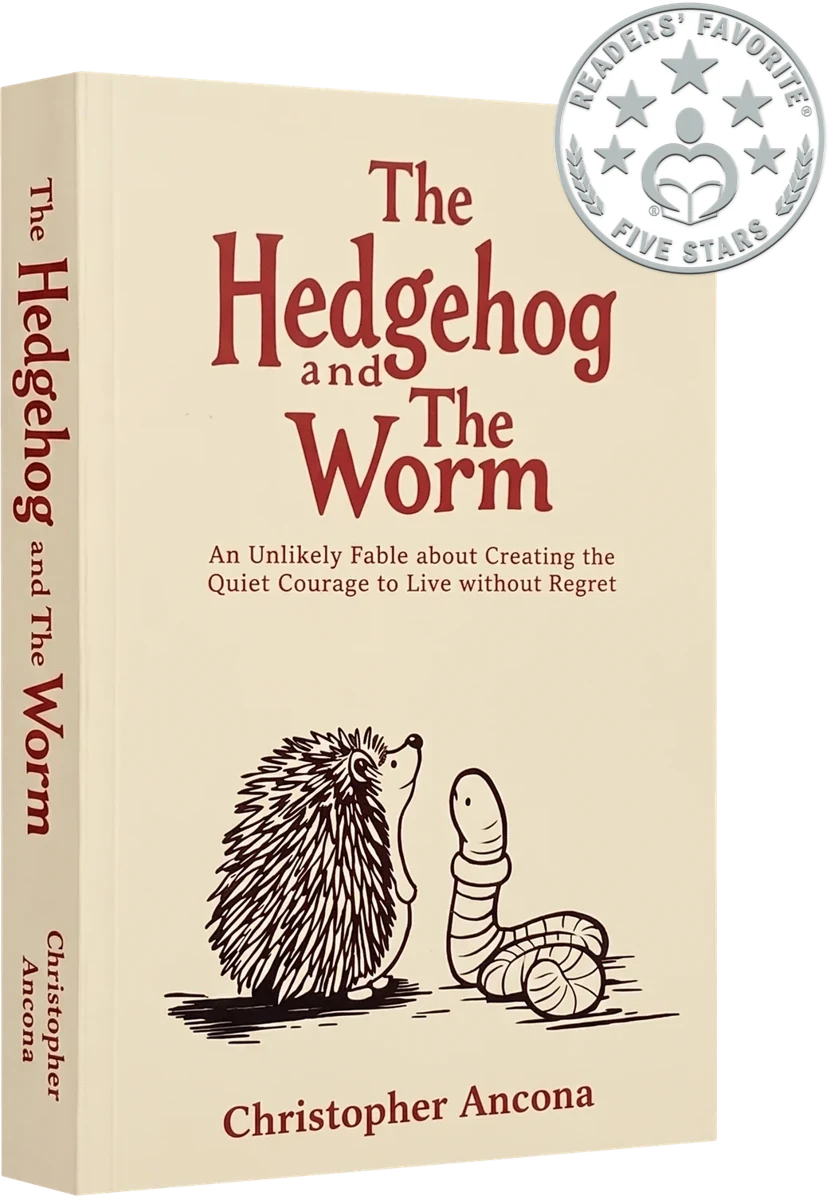 Cover of The Hedgehog and the Worm by Christopher Ancona: a hedgehog and a worm facing each other